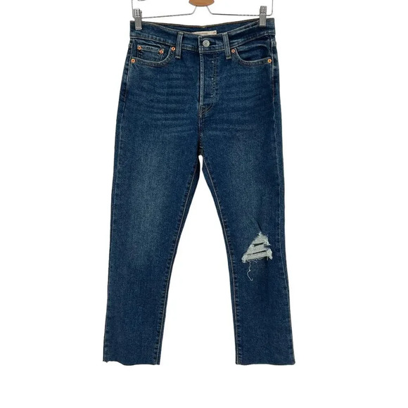 Levi's Wedgie Fit Straight Jeans Medium Destructed Size 29 - Picture 2 of 13